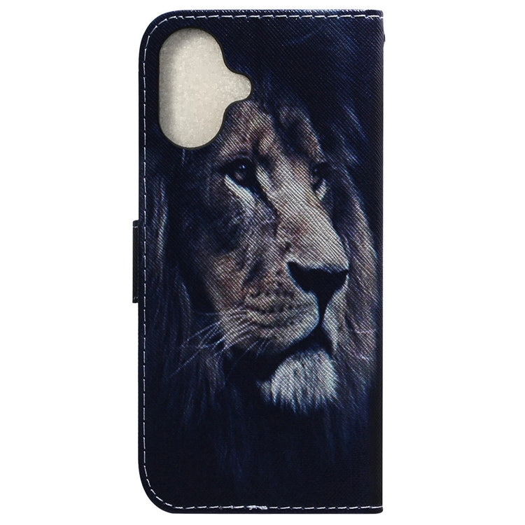 For iPhone 16 Plus Coloured Drawing Flip Leather Phone Case(Lion) - iPhone 16 Plus Cases by buy2fix | Online Shopping UK | buy2fix