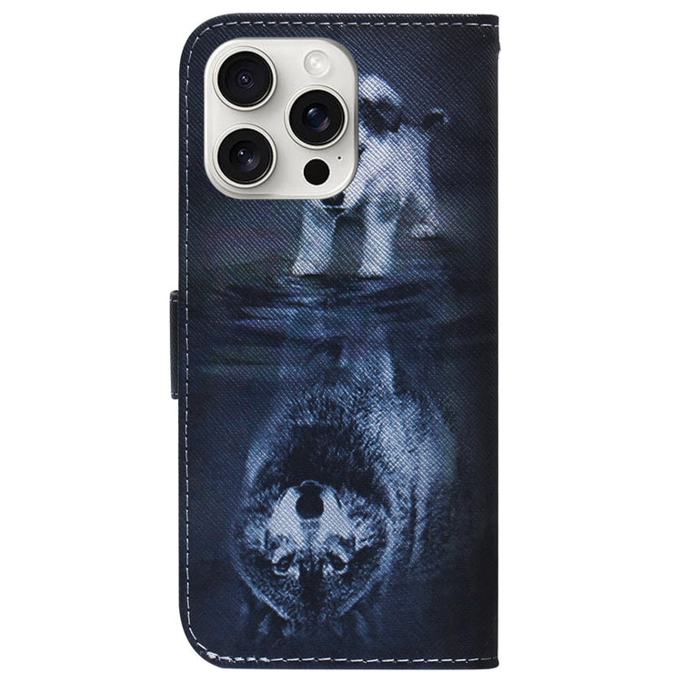 For iPhone 16 Pro Max Coloured Drawing Flip Leather Phone Case(Wolf and Dog) - iPhone 16 Pro Max Cases by buy2fix | Online Shopping UK | buy2fix