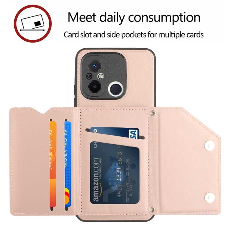 For Xiaomi Redmi 12C / 11A Skin Feel PU + TPU + PC Card Slots Phone Case(Rose Gold) - Xiaomi Cases by buy2fix | Online Shopping UK | buy2fix