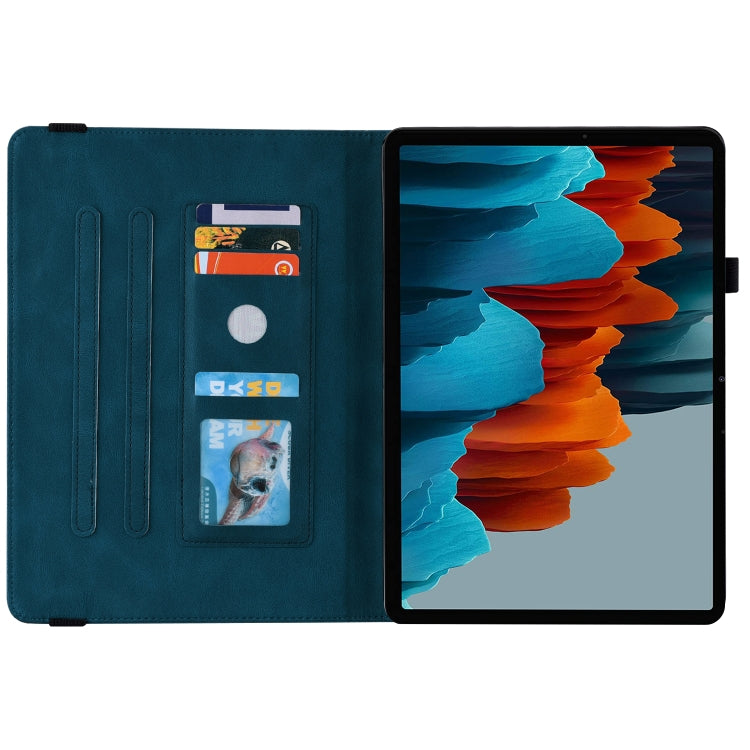 For Samsung Galaxy Tab S9+ Butterfly Flower Embossed Leather Tablet Case(Blue) - Galaxy Tab S9+ Cases by buy2fix | Online Shopping UK | buy2fix