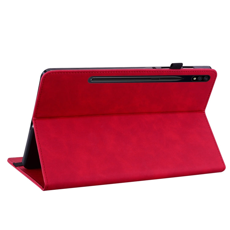 For Samsung Galaxy Tab S9+ Skin Feel Solid Color Zipper Leather Tablet Case(Red) - Galaxy Tab S9+ Cases by buy2fix | Online Shopping UK | buy2fix