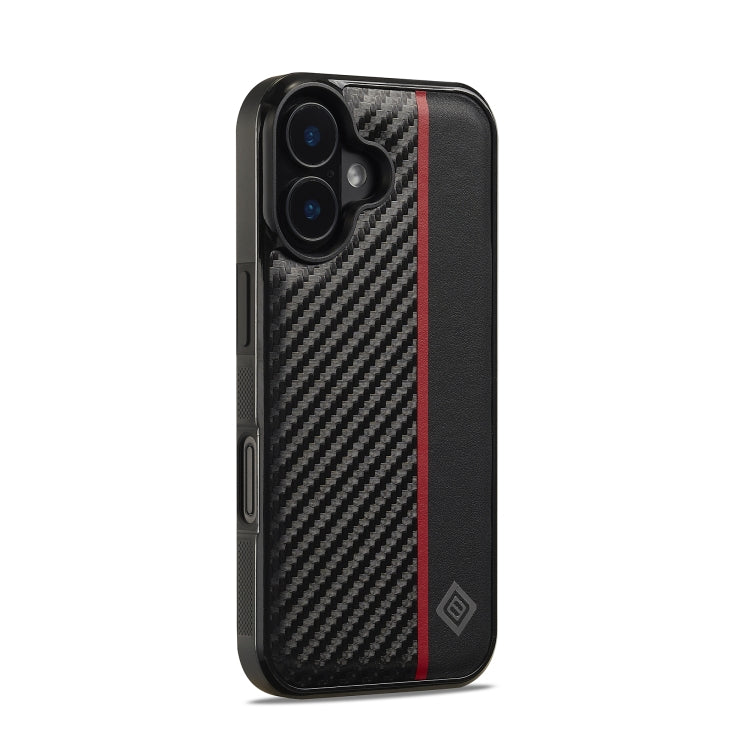 For iPhone 16 Plus LC.IMEEKE 3 in 1 Carbon Fiber Texture Shockproof Phone Case(Black) - iPhone 16 Plus Cases by LC.IMEEKE | Online Shopping UK | buy2fix