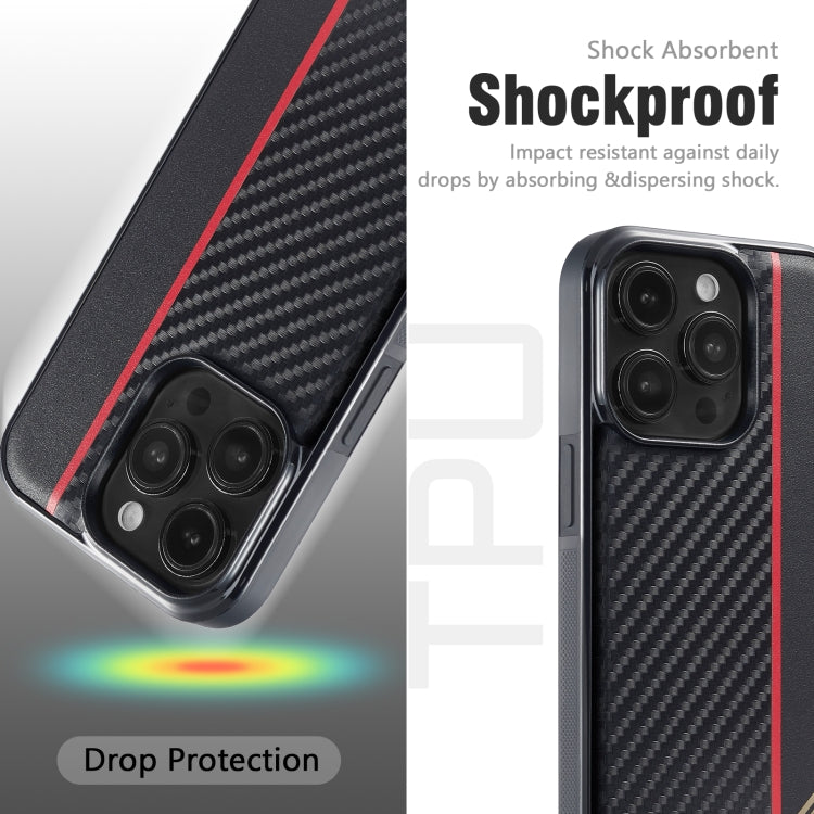 For iPhone 16 Plus LC.IMEEKE 3 in 1 Carbon Fiber Texture Shockproof Phone Case(Black) - iPhone 16 Plus Cases by LC.IMEEKE | Online Shopping UK | buy2fix