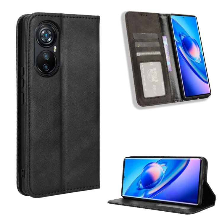 For Blackview A200 Pro Magnetic Buckle Retro Texture Leather Phone Case(Black) - More Brand by buy2fix | Online Shopping UK | buy2fix