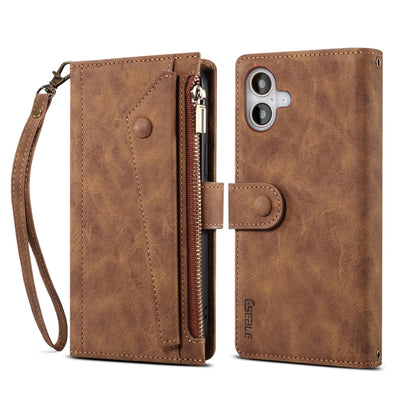 For iPhone 16 ESEBLE Retro Frosted RFID Flip Leather Phone Case(Brown) - iPhone 16 Cases by ESEBLE | Online Shopping UK | buy2fix