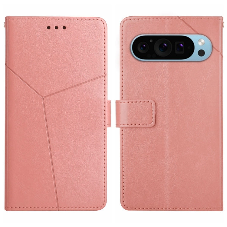 For Google Pixel 9 Pro Y-shaped Pattern Flip Leather Phone Case(Pink) - Google Cases by buy2fix | Online Shopping UK | buy2fix