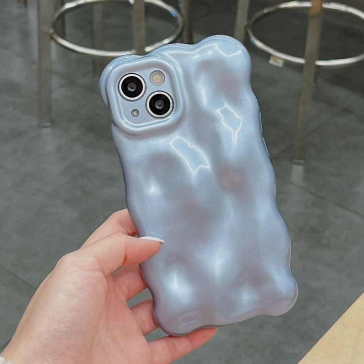 For iPhone 16 Wave Bubbles TPU Phone Case(Pearlescent Blue) - iPhone 16 Cases by buy2fix | Online Shopping UK | buy2fix