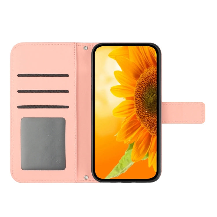 For Google Pixel 9 Pro Skin Feel Sun Flower Embossed Flip Leather Phone Case with Lanyard(Pink) - Google Cases by buy2fix | Online Shopping UK | buy2fix