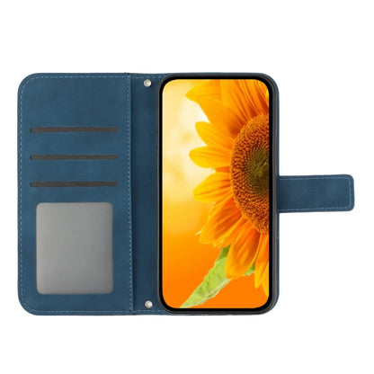 For Google Pixel 9 Pro Skin Feel Sun Flower Embossed Flip Leather Phone Case with Lanyard(Inky Blue) - Google Cases by buy2fix | Online Shopping UK | buy2fix