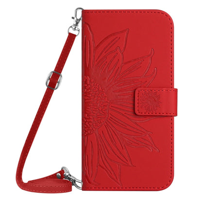 For Google Pixel 9 Skin Feel Sun Flower Embossed Flip Leather Phone Case with Lanyard(Red) - Google Cases by buy2fix | Online Shopping UK | buy2fix