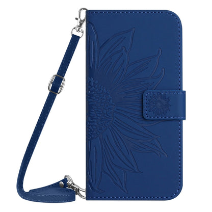 For Google Pixel 9 Pro XL Skin Feel Sun Flower Embossed Flip Leather Phone Case with Lanyard(Dark Blue) - Google Cases by buy2fix | Online Shopping UK | buy2fix