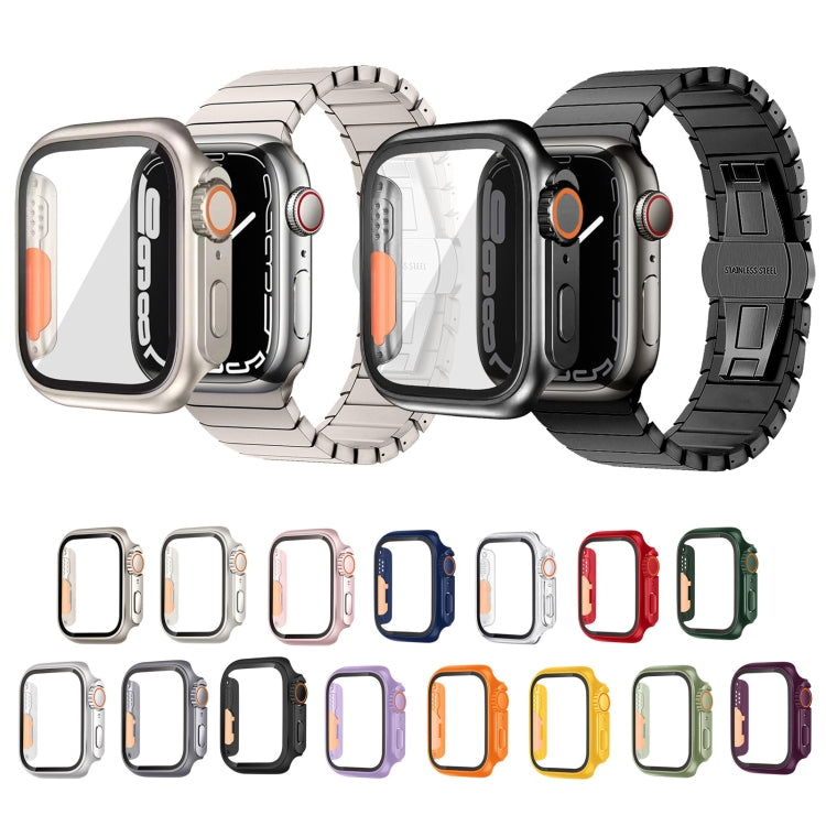 For Apple Watch Series 6 / 5 / 4 / SE 40mm Tempered Film Hybrid PC Integrated Watch Case(Transparent Orange) - Watch Cases by buy2fix | Online Shopping UK | buy2fix