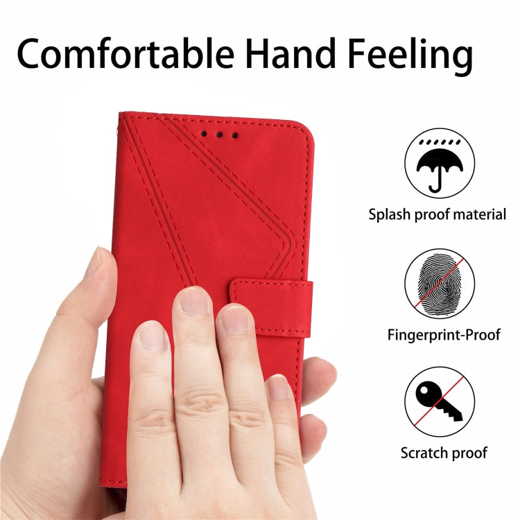 For Samsung Galaxy A05 Stitching Embossed Leather Phone Case(Red) - Galaxy Phone Cases by buy2fix | Online Shopping UK | buy2fix