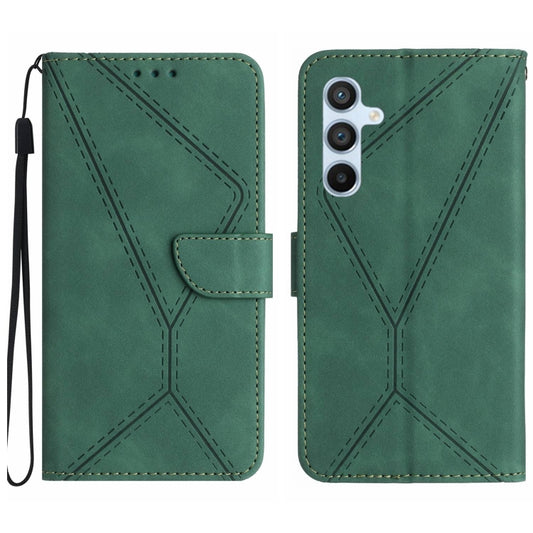 For Samsung Galaxy S24 5G Stitching Embossed Leather Phone Case(Green) - Galaxy S24 5G Cases by buy2fix | Online Shopping UK | buy2fix