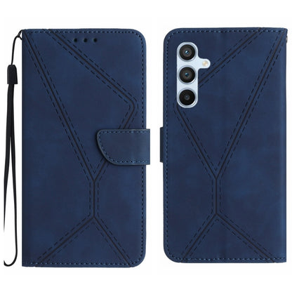 For Samsung Galaxy A35 5G Stitching Embossed Leather Phone Case(Blue) - Galaxy Phone Cases by buy2fix | Online Shopping UK | buy2fix