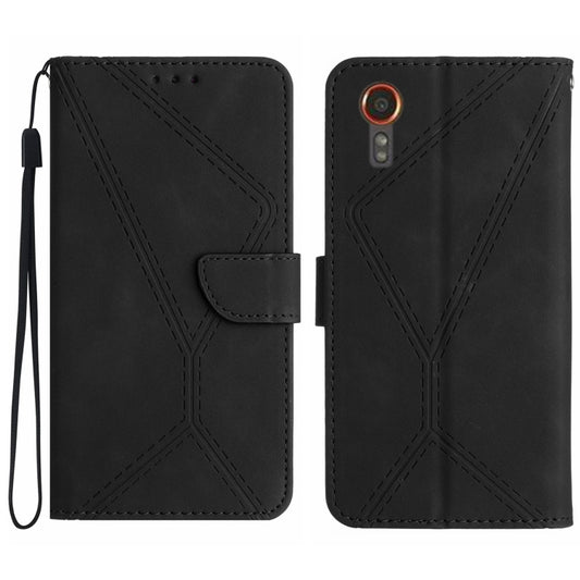 For Samsung Galaxy Xcover 7 5G Stitching Embossed Leather Phone Case(Black) - Galaxy Phone Cases by buy2fix | Online Shopping UK | buy2fix