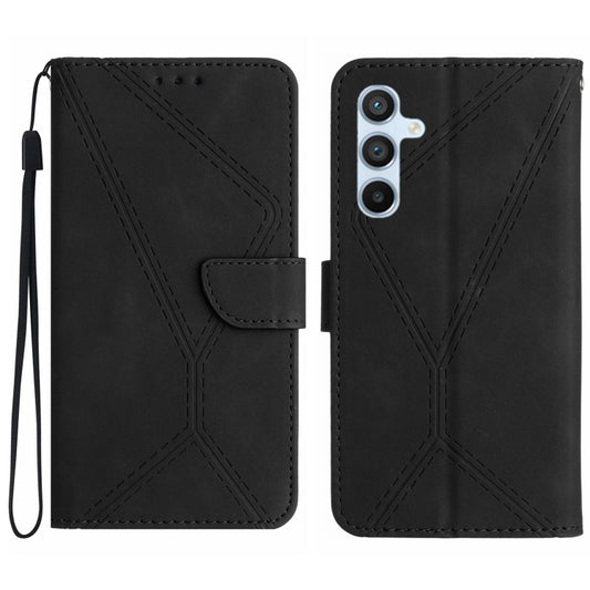 For Samsung Galaxy M15 5G Stitching Embossed Leather Phone Case(Black) - Galaxy Phone Cases by buy2fix | Online Shopping UK | buy2fix