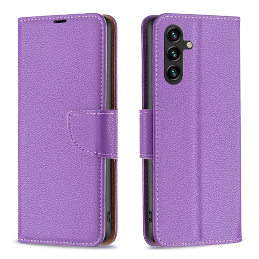 For Samsung Galaxy A15 Litchi Texture Pure Color Flip Leather Phone Case(Purple) - Galaxy Phone Cases by buy2fix | Online Shopping UK | buy2fix