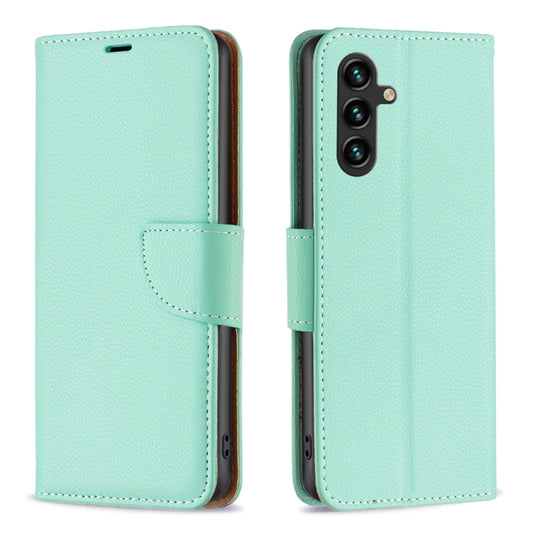 For Samsung Galaxy A15 Litchi Texture Pure Color Flip Leather Phone Case(Green) - Galaxy Phone Cases by buy2fix | Online Shopping UK | buy2fix