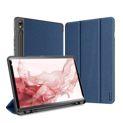 For Samsung Galaxy Tab S9 DUX DUCIS Domo Series Cloth Texture Magnetic Leather Tablet Case(Blue) - Galaxy Tab S9 Cases by DUX DUCIS | Online Shopping UK | buy2fix