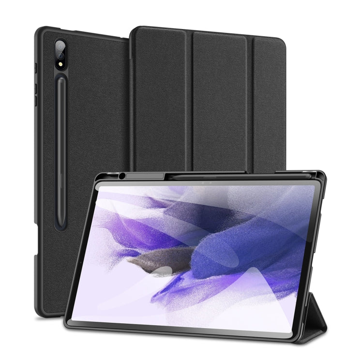 For Samsung Galaxy Tab S9+ DUX DUCIS Domo Series Cloth Texture Magnetic Leather Tablet Case(Black) - Galaxy Tab S9+ Cases by DUX DUCIS | Online Shopping UK | buy2fix