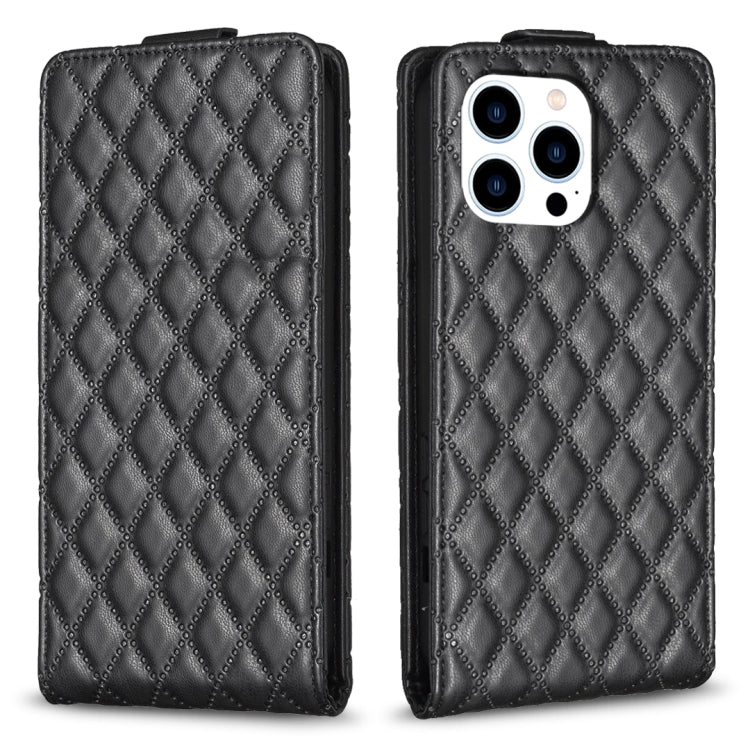 For iPhone 16 Pro Max Diamond Lattice Vertical Flip Leather Phone Case(Black) - iPhone 16 Pro Max Cases by buy2fix | Online Shopping UK | buy2fix