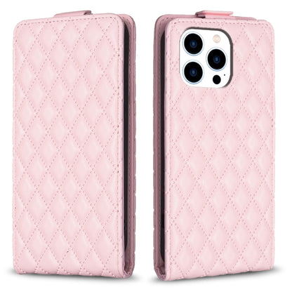 For iPhone 16 Pro Diamond Lattice Vertical Flip Leather Phone Case(Pink) - iPhone 16 Pro Cases by buy2fix | Online Shopping UK | buy2fix