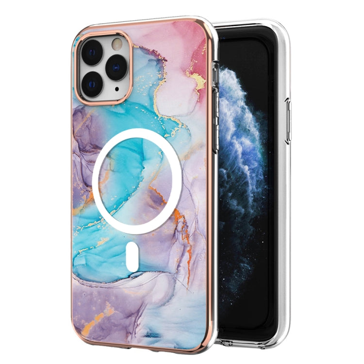 For iPhone 11 Pro Marble Pattern Dual-side IMD Magsafe TPU Phone Case(Blue Marble) - iPhone 11 Pro Cases by buy2fix | Online Shopping UK | buy2fix