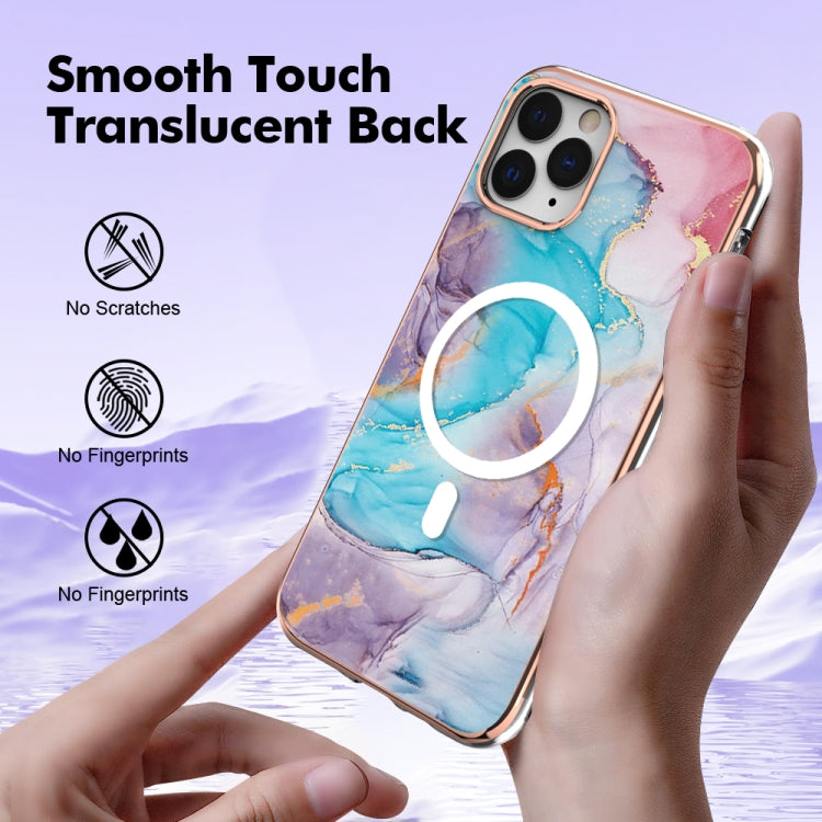 For iPhone 11 Pro Max Marble Pattern Dual-side IMD Magsafe TPU Phone Case(Blue Marble) - iPhone 11 Pro Max Cases by buy2fix | Online Shopping UK | buy2fix