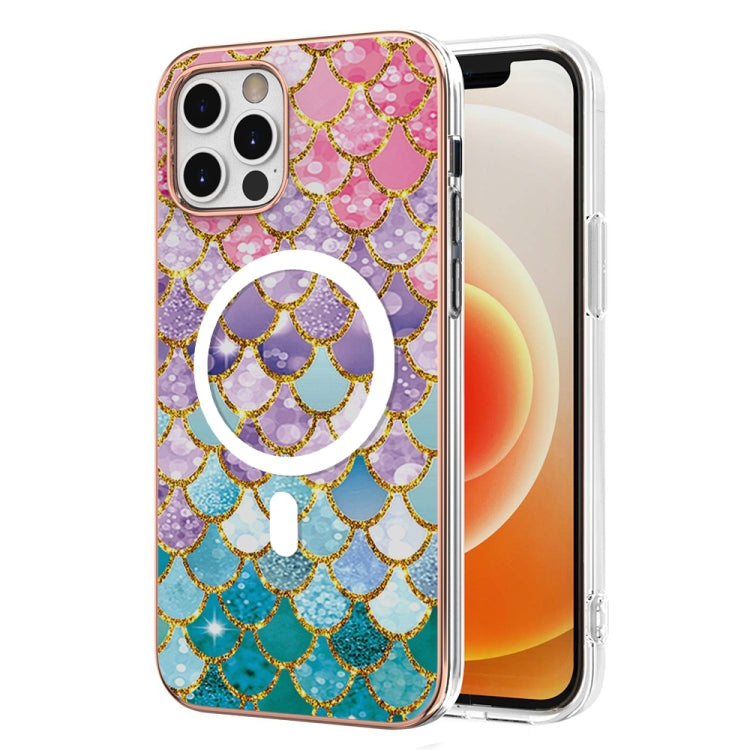 For iPhone 12 / 12 Pro Marble Pattern Dual-side IMD Magsafe TPU Phone Case(Colorful Scales) - iPhone 12 / 12 Pro Cases by buy2fix | Online Shopping UK | buy2fix