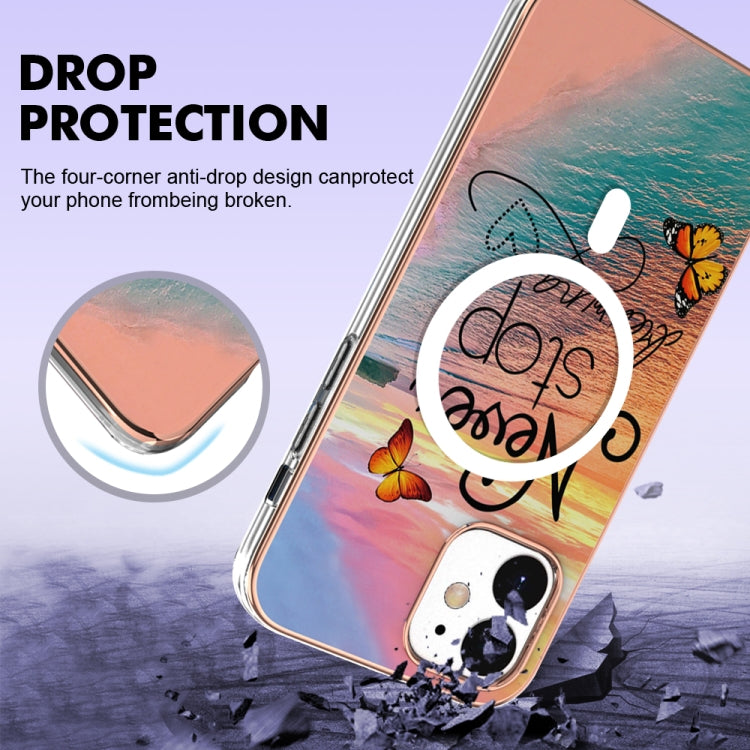 For iPhone 12 / 12 Pro Marble Pattern Dual-side IMD Magsafe TPU Phone Case(Dream Butterfly) - iPhone 12 / 12 Pro Cases by buy2fix | Online Shopping UK | buy2fix