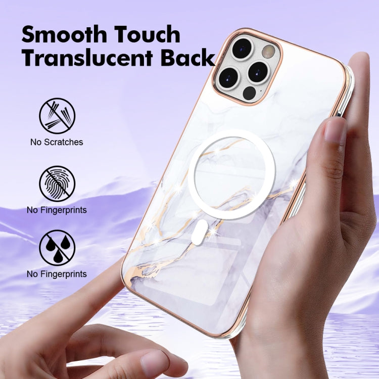 For iPhone 12 Pro Max Marble Pattern Dual-side IMD Magsafe TPU Phone Case(White 006) - iPhone 12 Pro Max Cases by buy2fix | Online Shopping UK | buy2fix