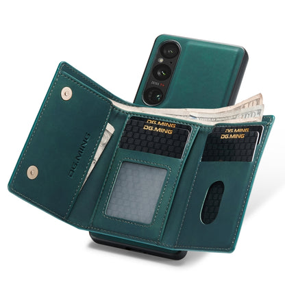 For Sony Xperia 1 V DG.MING M1 Series 3-Fold Multi Card Wallet + Magnetic Phone Case(Green) - Sony Cases by DG.MING | Online Shopping UK | buy2fix