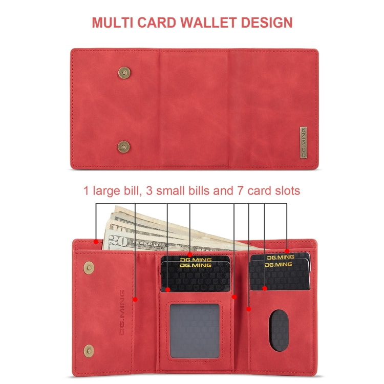 For Sony Xperia 10 VI DG.MING M1 Series 3-Fold Multi Card Wallet + Magnetic Phone Case(Red) - Sony Cases by DG.MING | Online Shopping UK | buy2fix