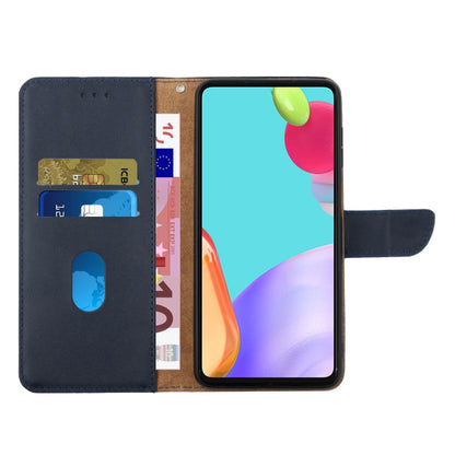 For Google Pixel 9 Pro HT02 Genuine Leather Fingerprint-proof Flip Phone Case(Blue) - Google Cases by buy2fix | Online Shopping UK | buy2fix