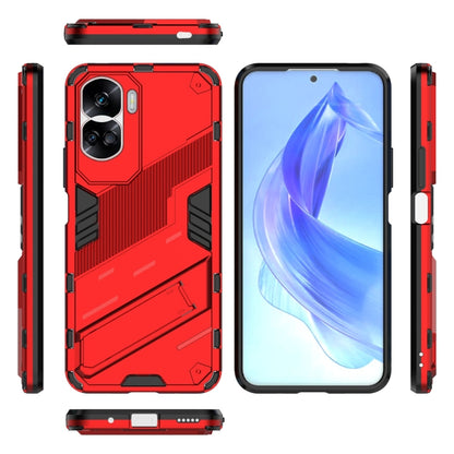 For Honor 90 Lite 5G Global Punk Armor 2 in 1 PC + TPU Phone Case with Holder(Red) - Honor Cases by buy2fix | Online Shopping UK | buy2fix