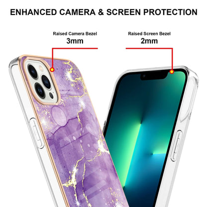 For iPhone 16 Pro Max Electroplating Marble Pattern Dual-side IMD TPU Shockproof Phone Case (Purple 002) - iPhone 16 Pro Max Cases by buy2fix | Online Shopping UK | buy2fix