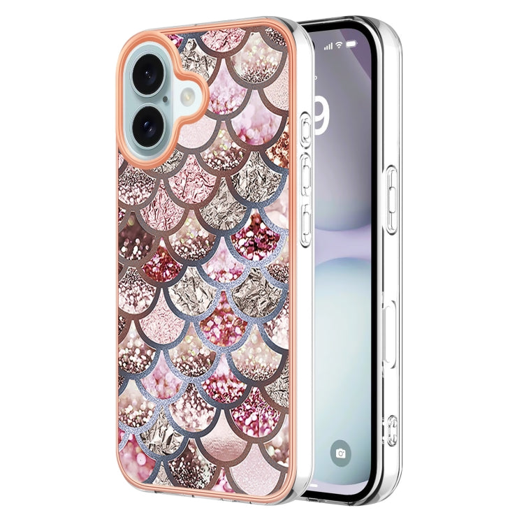 For iPhone 16 Plus Electroplating Pattern IMD TPU Shockproof Case(Pink Scales) - iPhone 16 Plus Cases by buy2fix | Online Shopping UK | buy2fix