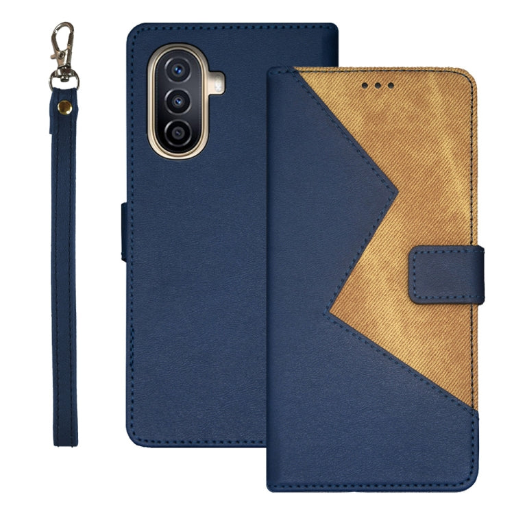 For Huawei nova Y71 idewei Two-color Splicing Leather Phone Case(Blue) - Huawei Cases by idewei | Online Shopping UK | buy2fix