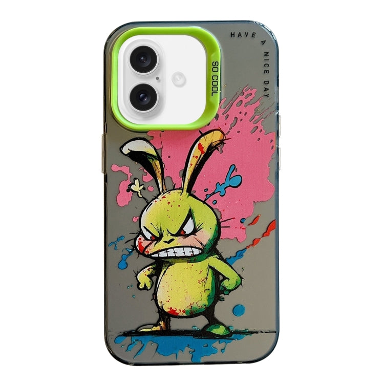 For iPhone 16 Plus Animal Pattern Oil Painting Series PC + TPU Phone Case(Rabbit) - iPhone 16 Plus Cases by buy2fix | Online Shopping UK | buy2fix