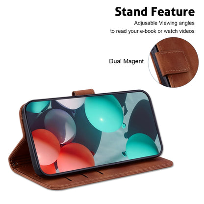 For iPhone 16 Pro Max Seven-shaped Embossed Leather Phone Case(Brown) - iPhone 16 Pro Max Cases by buy2fix | Online Shopping UK | buy2fix