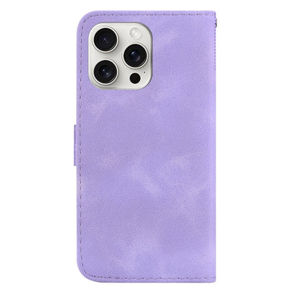 For iPhone 16 Pro Seven-shaped Embossed Leather Phone Case(Purple) - iPhone 16 Pro Cases by buy2fix | Online Shopping UK | buy2fix