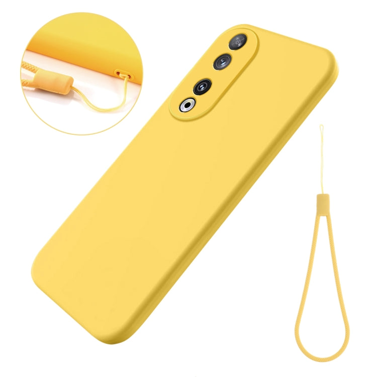 For Honor 90 Pure Color Liquid Silicone Shockproof Phone Case(Yellow) - Honor Cases by buy2fix | Online Shopping UK | buy2fix