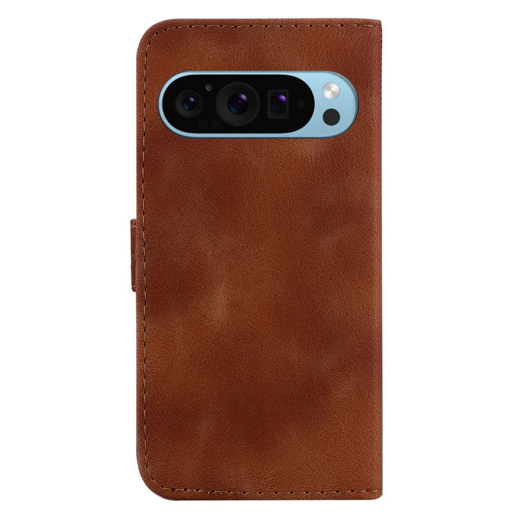 For Google Pixel 9 Pro 7-shaped Embossed Leather Phone Case(Brown) - Google Cases by buy2fix | Online Shopping UK | buy2fix