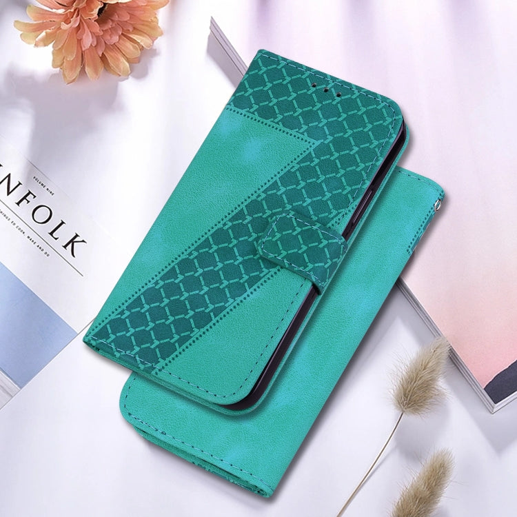 For Google Pixel 9 7-shaped Embossed Leather Phone Case(Green) - Google Cases by buy2fix | Online Shopping UK | buy2fix