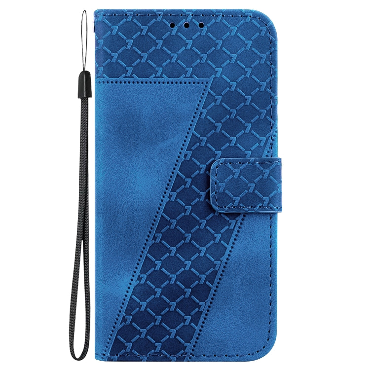 For Google Pixel 9 7-shaped Embossed Leather Phone Case(Blue) - Google Cases by buy2fix | Online Shopping UK | buy2fix