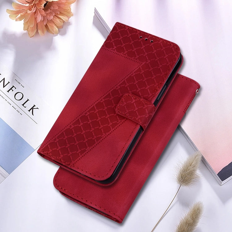 For Google Pixel 9 7-shaped Embossed Leather Phone Case(Red) - Google Cases by buy2fix | Online Shopping UK | buy2fix