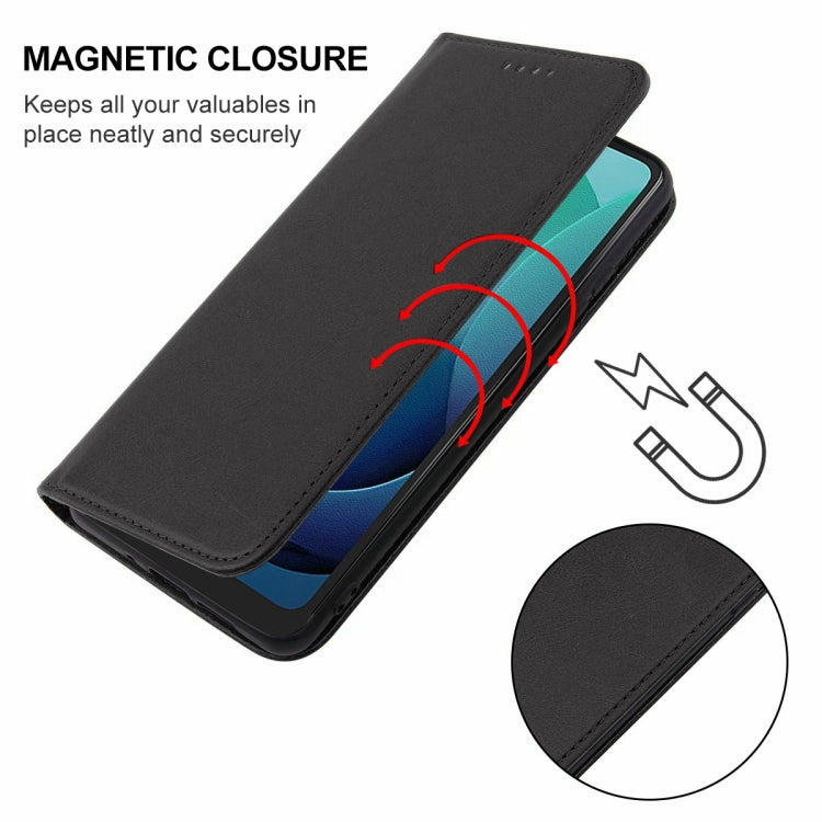 For Motorola Moto G 5G 2024 Magnetic Closure Leather Phone Case(Black) - Motorola Cases by buy2fix | Online Shopping UK | buy2fix