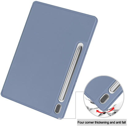 For Samsung Galaxy Tab S9 3-Fold Pure Color TPU Smart Leather Tablet Case with Pen Slot(Lavender) - Galaxy Tab S9 Cases by buy2fix | Online Shopping UK | buy2fix