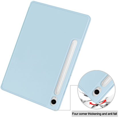 For Samsung Galaxy Tab S9 FE 3-Fold Pure Color TPU Smart Leather Tablet Case with Pen Slot(Light Blue) - Galaxy Tab S9 FE by buy2fix | Online Shopping UK | buy2fix